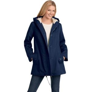Woman Within Plus Size Sherpa-Lined Hooded Parka(Navy)