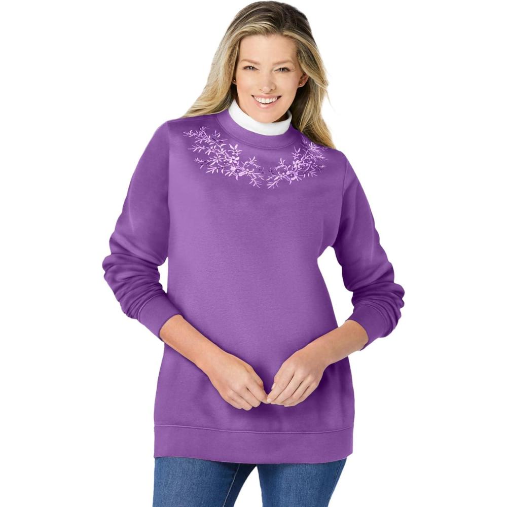 imageWoman Within Plus Size LayeredLook SweatshirtPretty Violet Trellis Placement