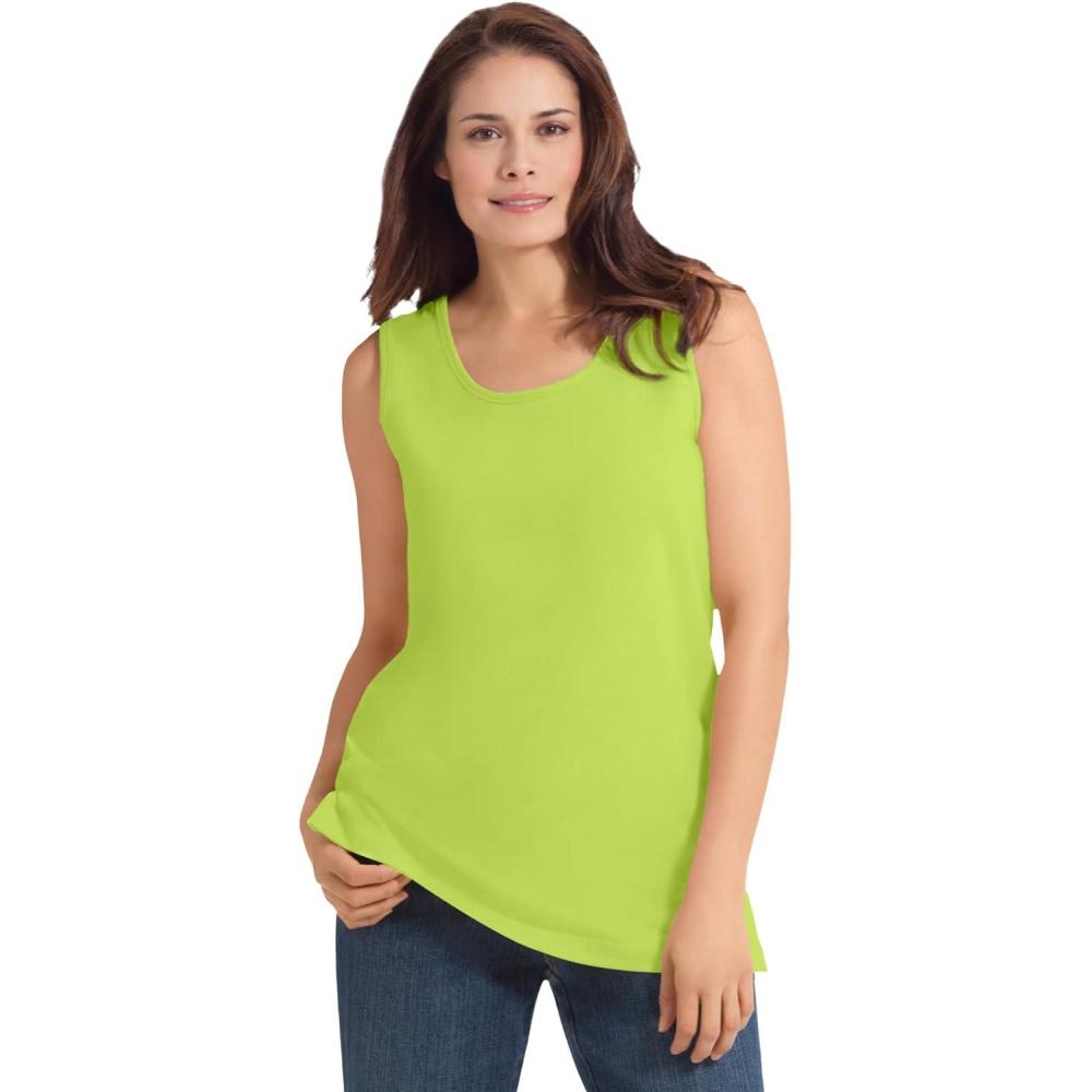 imageWoman Within Plus Size Perfect Scoopneck Tank Petite AvailableLime