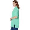 Woman Within Plus Size Elbow-Sleeve Polo Tunic(Pale Seafoam)