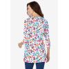 Woman Within Plus Size Perfect Printed Three-Quarter Sleeve Crewneck Tunic(Deep Teal Patchwork)