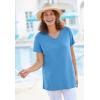Woman Within Plus Size Perfect Short-Sleeve V-Neck Tee (Petite Available)(Azure Blue)
