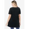 Woman Within Plus Size Short-Sleeve Empire Waist Tunic(Black)