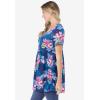 Woman Within Plus Size Short-Sleeve Empire Waist Tunic(Navy Hibiscus Tropicana)