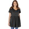 Woman Within Plus Size Short-Sleeve Empire Waist Tunic(Black)