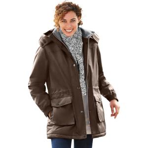 Woman Within Plus Size Microfiber Parka(Chocolate)