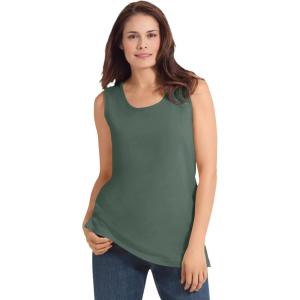 Woman Within Plus Size Perfect Scoopneck Tank (Petite Available)(Pine)