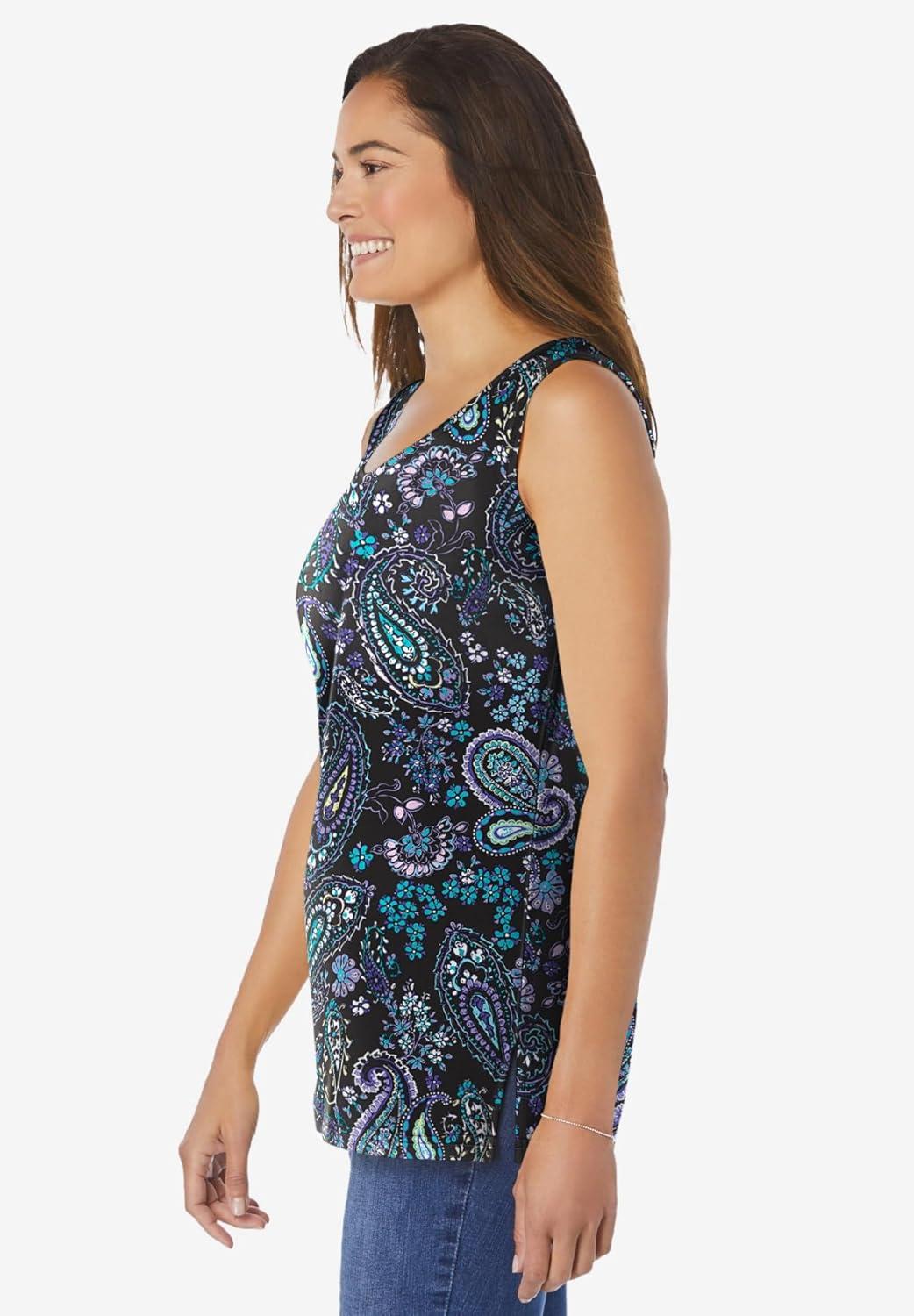 imageWoman Within Plus Size Perfect Printed Scoopneck TankBlack Paisley