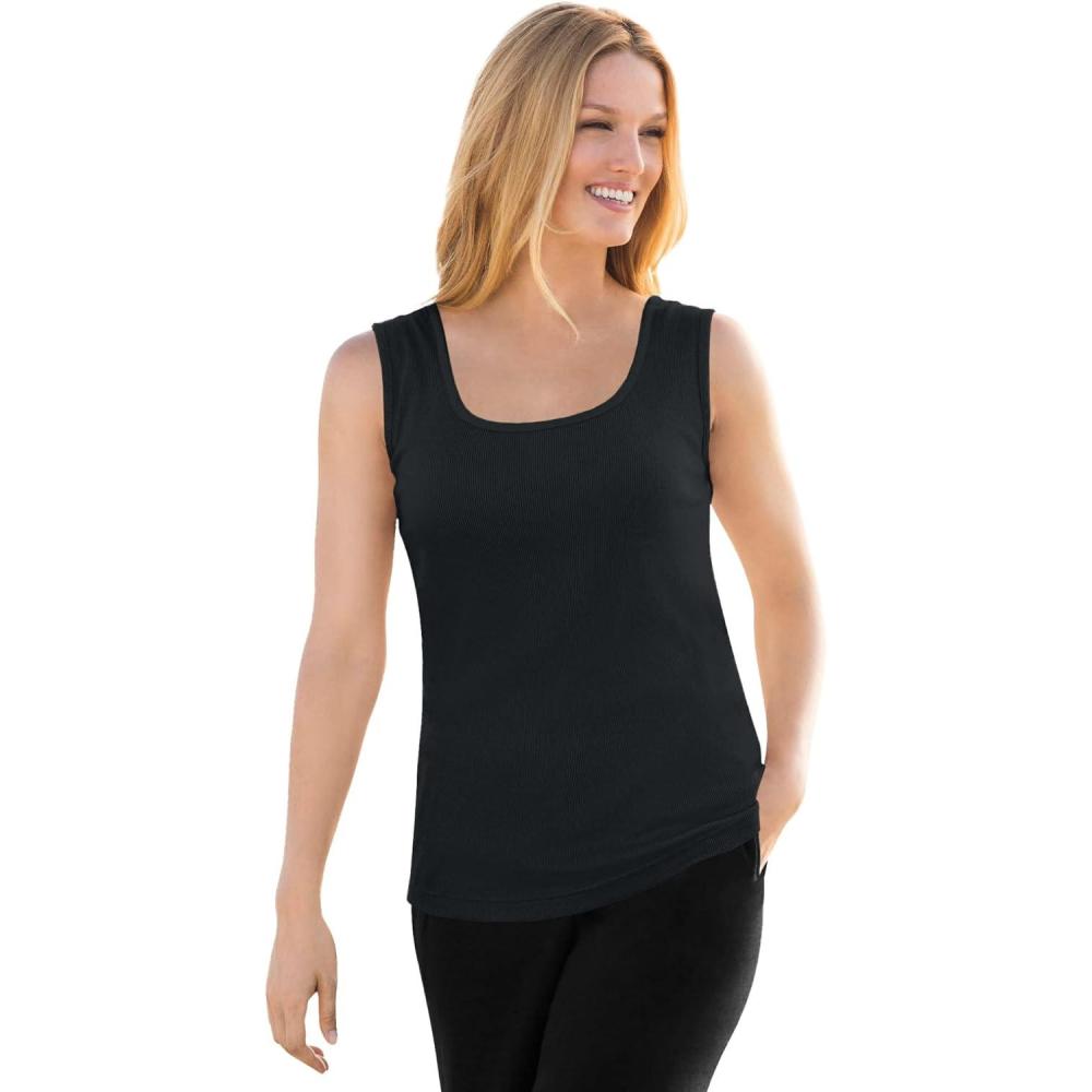 imageWoman Within Plus Size Rib Knit TankBlack