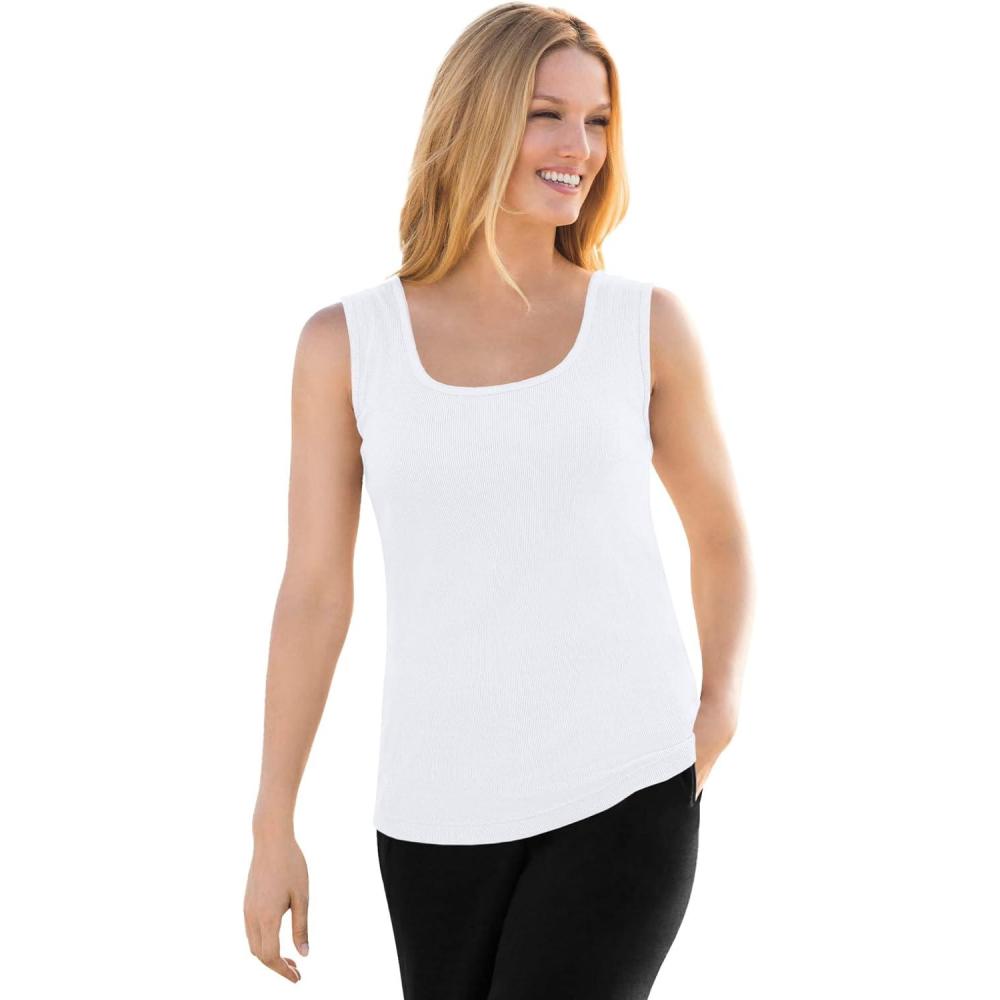 imageWoman Within Plus Size Rib Knit TankWhite