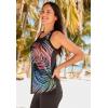 Swimsuits For All Swim 365 Women’s Plus Size Longer-Length Racerback Tankini Top(Ombre Palm Placement)