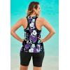 Swimsuits For All Swim 365 Women’s Plus Size Longer-Length Racerback Tankini Top(Pink Graphic Peony)