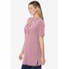 Woman Within Plus Size 7-Day Embroidered Pointelle Tunic(Dusty Pink Floral Embroidery)
