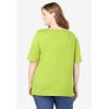 Woman Within Plus Size Perfect Elbow-Sleeve Square-Neck Tee(Lime)