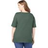 Woman Within Plus Size Perfect Elbow-Sleeve Square-Neck Tee(Pine)