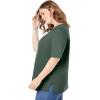 Woman Within Plus Size Perfect Elbow-Sleeve Square-Neck Tee(Pine)