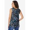 Woman Within Plus Size Perfect Printed Scoopneck Tank(Black Paisley)