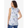 Woman Within Plus Size Perfect Printed Scoopneck Tank(White Butterflies)