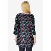 Woman Within Plus Size Perfect Printed Three-Quarter-Sleeve V-Neck Tunic(Black Multi Floral)