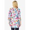 Woman Within Plus Size Perfect Printed Three-Quarter-Sleeve V-Neck Tunic(White Painterly Bloom)