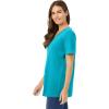 Woman Within Plus Size Perfect Short-Sleeve V-Neck Tunic(Pretty Turquoise)
