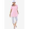 Woman Within Plus Size Perfect Short-Sleeve V-Neck Tunic(Sweet Coral)