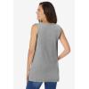Woman Within Plus Size Perfect Sleeveless Shirred V-Neck Tunic(Classic Medium Heather Grey)