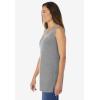Woman Within Plus Size Perfect Sleeveless Shirred V-Neck Tunic(Classic Medium Heather Grey)