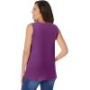 Woman Within Plus Size Perfect Sleeveless Shirred V-Neck Tunic(Plum Purple)