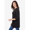 Woman Within Plus Size Perfect Three-Quarter Sleeve Crewneck Tunic(Black)