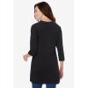 Woman Within Plus Size Perfect Three-Quarter Sleeve Crewneck Tunic(Black)