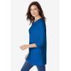 Woman Within Plus Size Perfect Three-Quarter Sleeve Crewneck Tunic(Bright Cobalt)