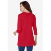 Woman Within Plus Size Perfect Three-Quarter Sleeve Crewneck Tunic(Classic Red)