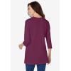 Woman Within Plus Size Perfect Three-Quarter Sleeve Crewneck Tunic(Deep Claret)
