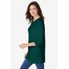Woman Within Plus Size Perfect Three-Quarter Sleeve Crewneck Tunic(Emerald Green)