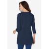 Woman Within Plus Size Perfect Three-Quarter Sleeve Crewneck Tunic(Navy)