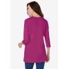 Woman Within Plus Size Perfect Three-Quarter Sleeve Crewneck Tunic(Raspberry)