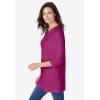 Woman Within Plus Size Perfect Three-Quarter Sleeve Crewneck Tunic(Raspberry)