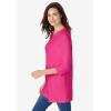 Woman Within Plus Size Perfect Three-Quarter Sleeve Crewneck Tunic(Raspberry Sorbet)