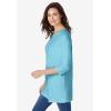 Woman Within Plus Size Perfect Three-Quarter Sleeve Crewneck Tunic(Seamist Blue)