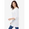 Woman Within Plus Size Perfect Three-Quarter Sleeve Crewneck Tunic(White)