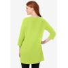 Woman Within Plus Size Perfect Three-Quarter-Sleeve Scoopneck Tunic(Lime)