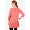 Woman Within Plus Size Perfect Three-Quarter-Sleeve Scoopneck Tunic(Sweet Coral)