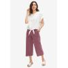 ellos Plus Size Linen-Blend Drawstring Capris(Dark Sapphire)