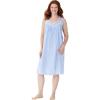 Only Necessities Plus Size Sleeveless Button Front Night Gown(French Blue Stripe)