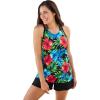 Swimsuits For All Swim 365 Women’s Plus Size Longer-Length Racerback Tankini Top(Indigo Multi)