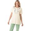 Woman Within Plus Size 7-Day Embroidered Pointelle Tunic(Ivory Floral Embroidery)