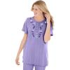 Woman Within Plus Size 7-Day Embroidered Pointelle Tunic(Soft Iris Floral Embroidery)
