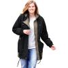 Woman Within Plus Size Colorblocked Taslon Anorak(Black Bark)