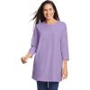 Woman Within Plus Size Perfect Three-Quarter Sleeve Crewneck Tunic(Soft Iris)